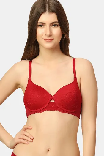 Buy Triumph Padded Non Wired Medium Coverage Bralette - Rumba Red